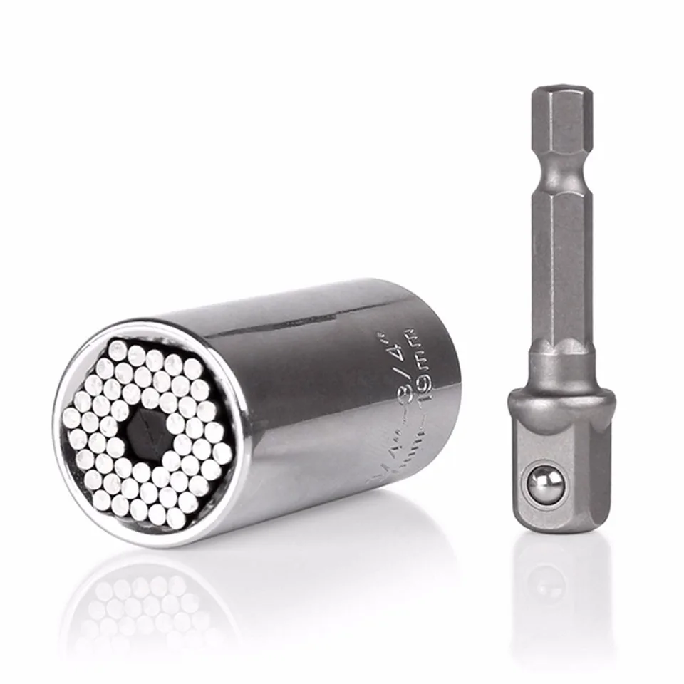 Kľúč Univerzálny krútiaci momentový kľúč sada soketu rukávový vŕtací vŕtačka Ratchet Bushing Spanner Key Magic Multi ručné náradie 7-19 mm
