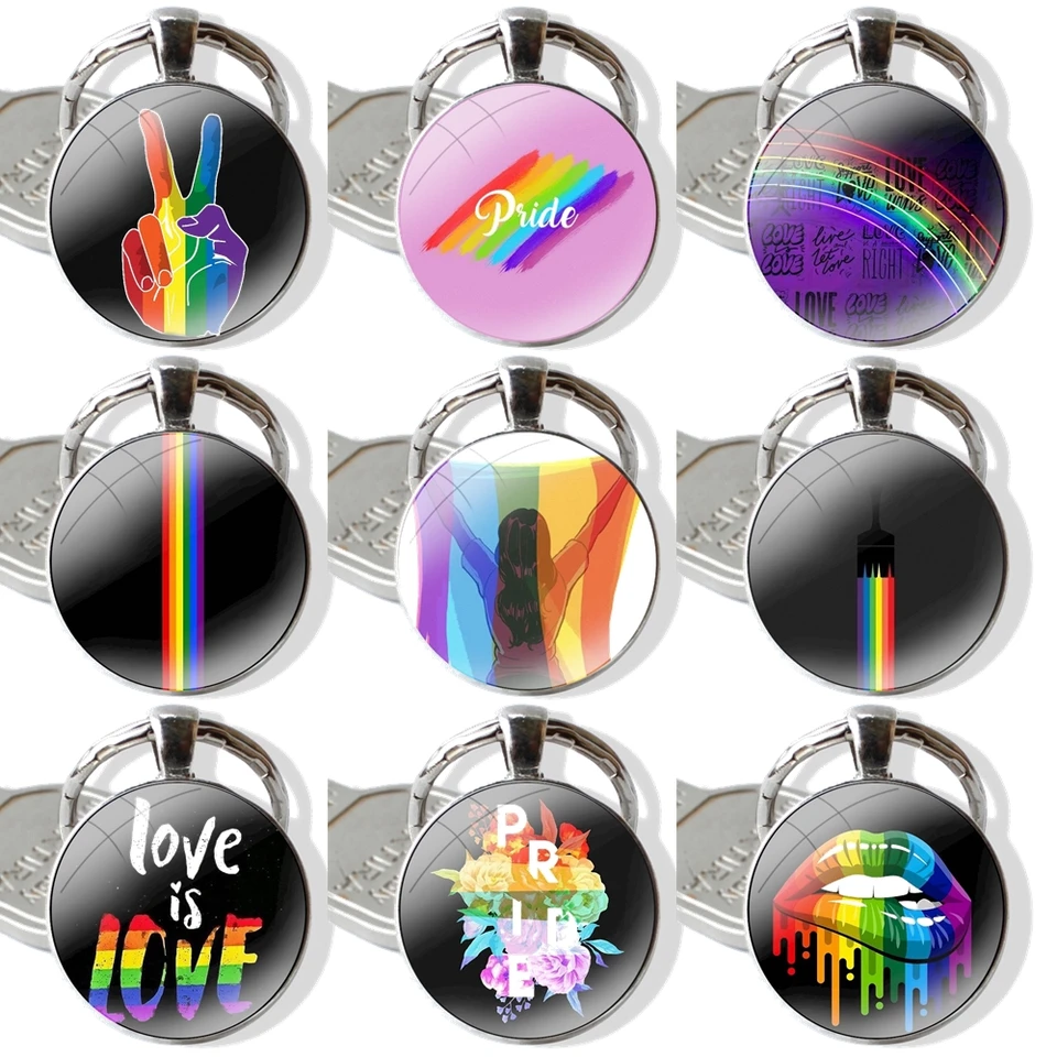 Kľúčenka ručne vyrobená sklenená sklenená kabalová kľúče držiak na kľúče prívesok Kľúčové reťazce gay lesbičky LGBT Rainbow Pride