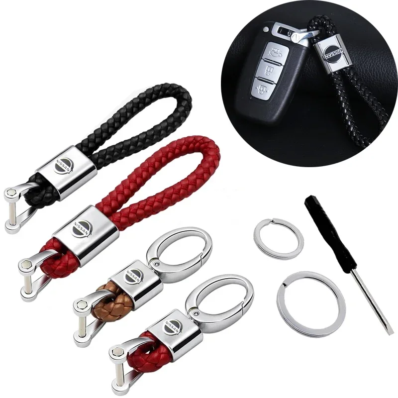 Kľúčové krúžky automobilov Keychain pracka pre Nissan Juke Poznámka Leaf Altima ALMERA X-TRAIL T30 QASHQAI J10 Teana Titan Maxima Kops Murano