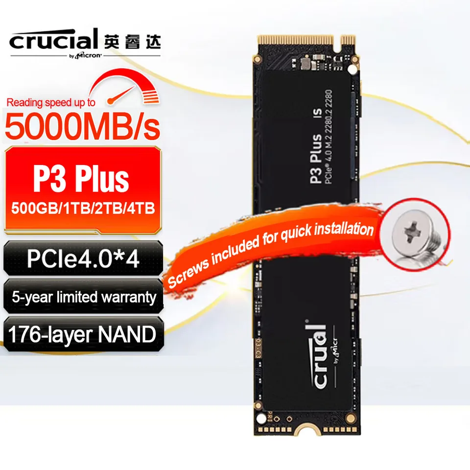 Kľúčové P3 plus 500 GB 1TB 2TB PCIe Gen4x4 SSD 3D NAND NVME M.2 2280 HROVSKÝ SAD STAVE Drive, až 5 000 MB/S, ORIGINÁLNA A Nová