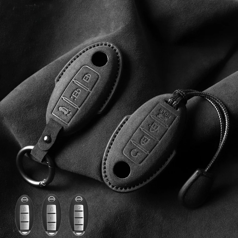 Kľúčové puzdro pre chránič Keychain pre vozidlá vozidla Nissan Rouge Maxima Altima Sentra Murano Qashqai Príslušenstvo Alcantara