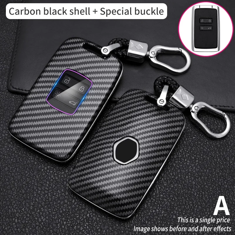 Kľúčové puzdro pre Renault Koleos Kadjar Scenic Megane Sandero Espace Clio Captur Kangoo Laguna Talisman Twingo Cover z uhlíka
