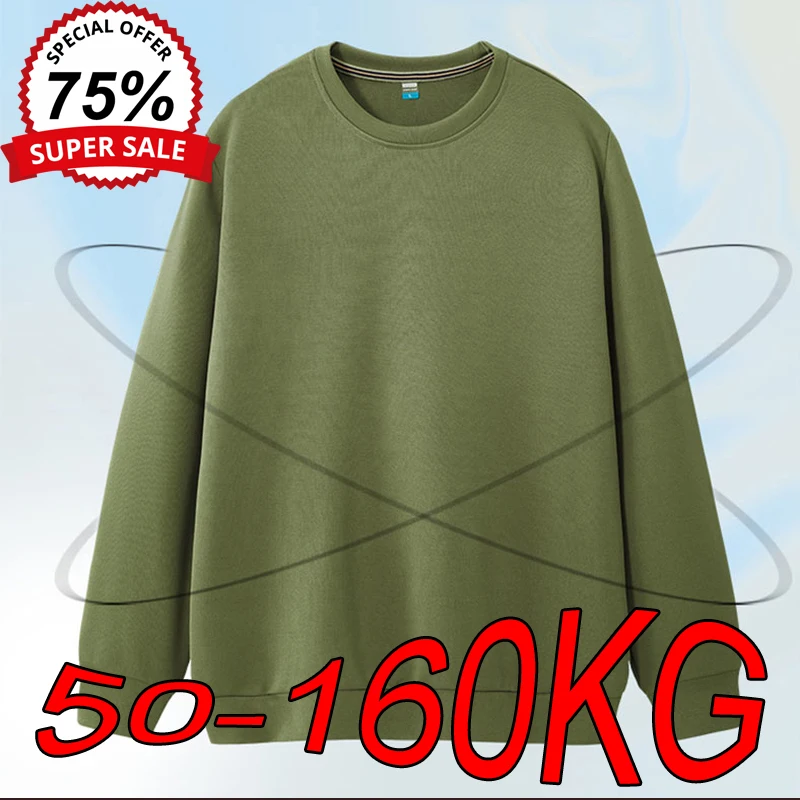 L-9xl plus veľkosť mužských tuhých farebných mikín jarné jesenné príležitostné pulóváky pre mládež veľkej veľkej veľkosti okrúhle krk All-Match Tops