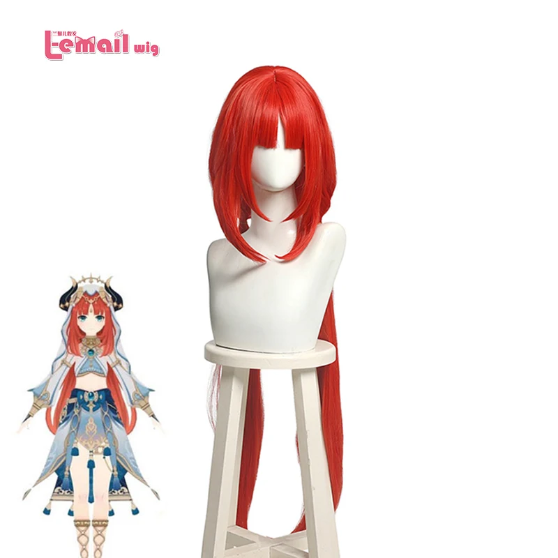L-email parochňa syntetické vlasy Genshin náraz nilou cosplay parochňa 89 cm dlhé oranžové anime cosplay červené parochne odolné proti tepelne parochne