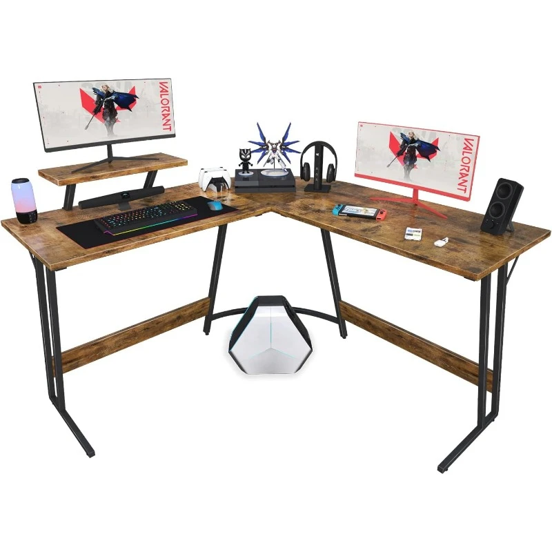 L v tvare herného stola rohový počítač PC PC Gaming Desk Table s veľkým stúpačkou monitora pre domácu kanceláriu robustné písanie Wor