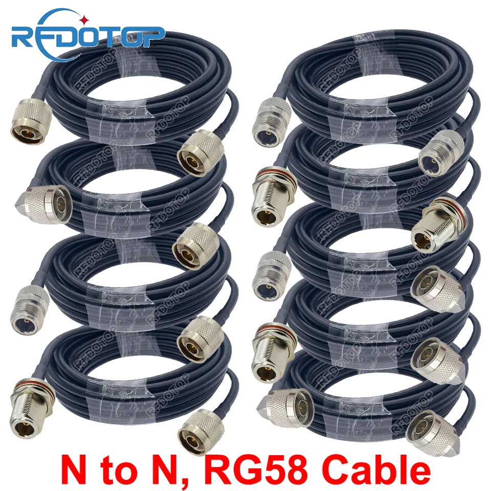 L16 N až N Mužské samostatné RF konektor Crimp 50Ω RG58 Koaxiálne predĺženie kábla Pigtail 10cm-18M L16-N-50-3 Radio Radio RF Jumper Dumper