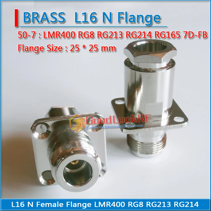L16 N samice so 4 otvormi prírubový panel podvozok Clamp Clamp LMR400 RG8 RG213 RG214 RG165 7D-FB Kábel RF Coax Conektor Adaptory