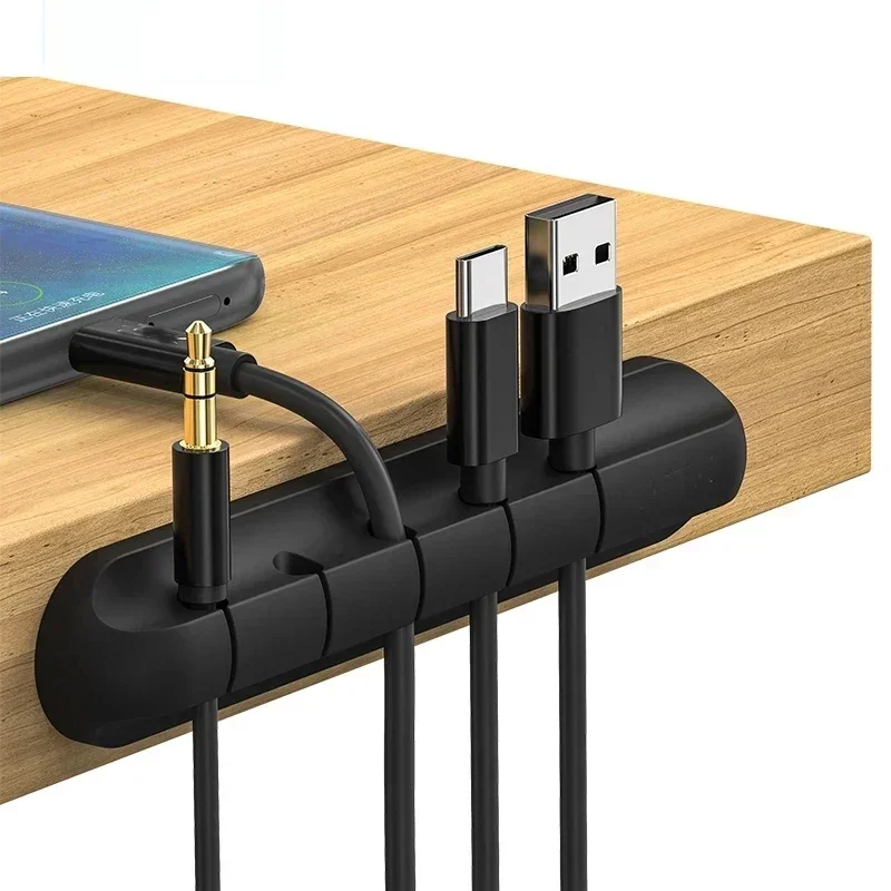 L16 Organizátor kábla Silikón USB Winder Desktop Disy Management Držiak pre drôty pre slúchadlá myši