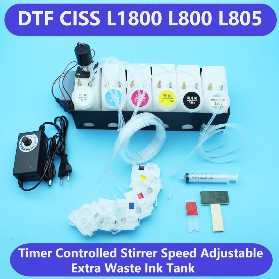 L1800 L800 L805 DTF CISS pre nádrž EPSON DTF so systémom miešadla Nastaviteľné napätie Timér Časťový odpadový atramentový nádrž na odpadové atramenty
