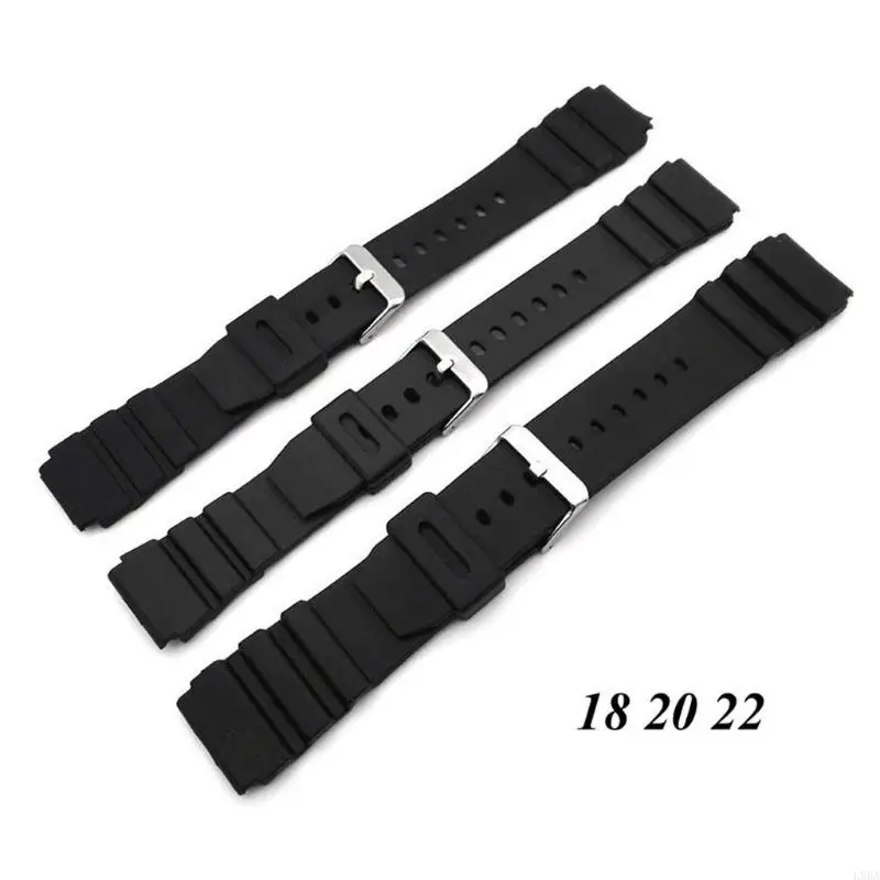 L9BA Silikónový gumový hodinkový remienok Band Deployment Bunkle Diver Waterproof 18 mm 22 mm