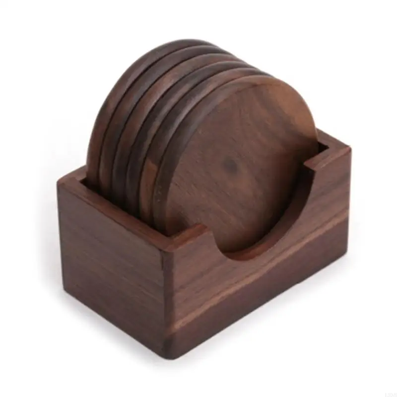 L9NB 6ks/set Walnut Coasters Placematy dekorácie okrúhle tepelne odolné