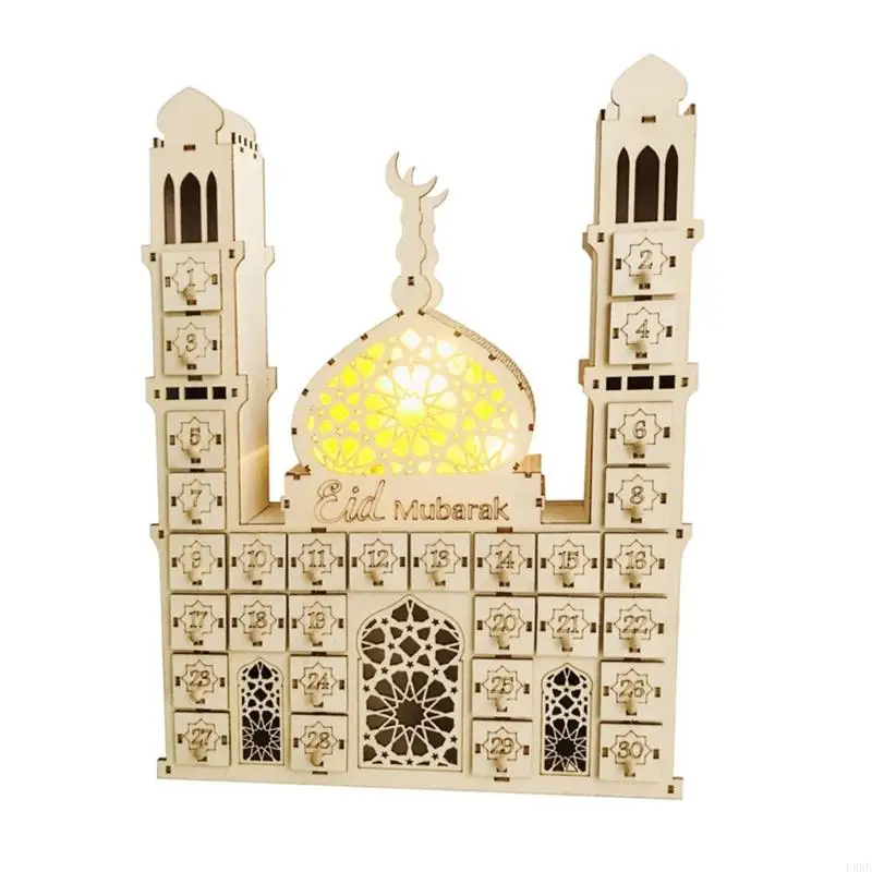 L9nb Eid Mubarak odpočítavanie kalendár Advent Calendar Nový rok Decor