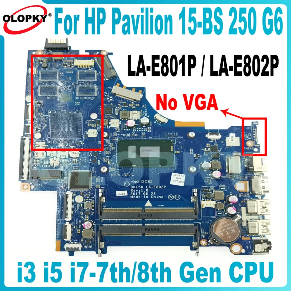 LA-E801P LA-E802P pre HP Pavilion 15-BS 250 G6 LAPTOP Základná doska L17934-601 s i3 i5 i7-7th/8. gen CPU DDR4 Plne testovaná