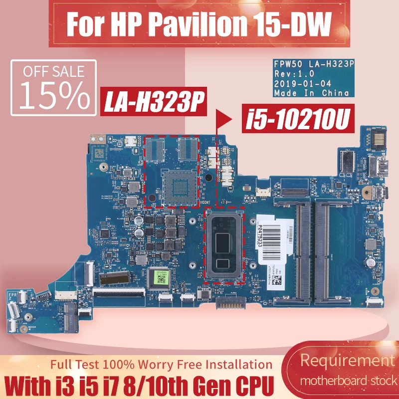 LA-H323P pre HP Pavilion 15-DW LAPTOP Základná doska M13687-601 L52005-001 L68076-601 L51985 I3 I5 I7 8. 10. 10. notebook