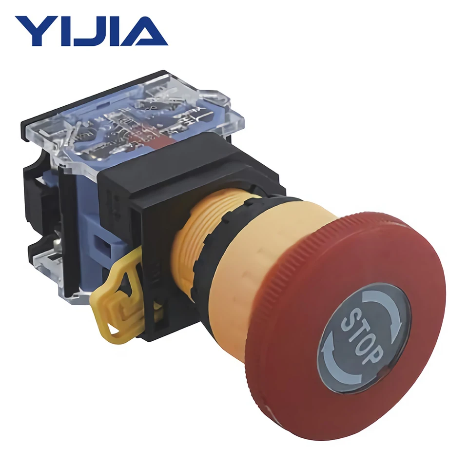 LA38A-11ZS φ40 mm plastová hlava 22 mm Montáž 440V 10A 1NO1NC Núdzový spínač tlačidla so zastavením