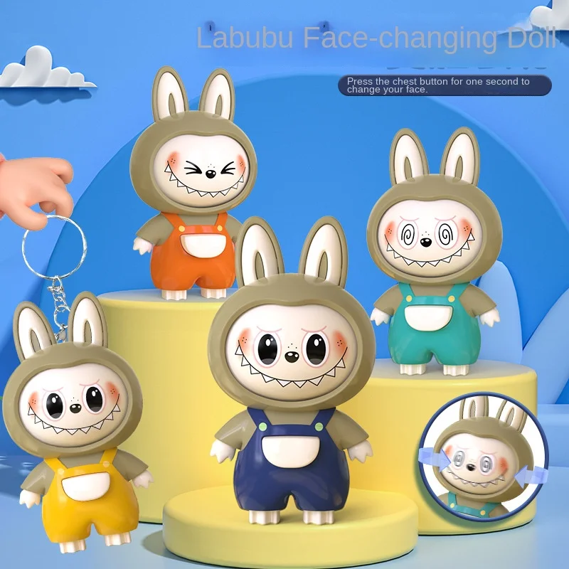Labbubu postava prívesok prívesok hračky Zmena bábiky Roztomilý karikatúra anime kľúčové kľúčy fidgets hračky macarone kawai prekvapivé darčeky Keychain
