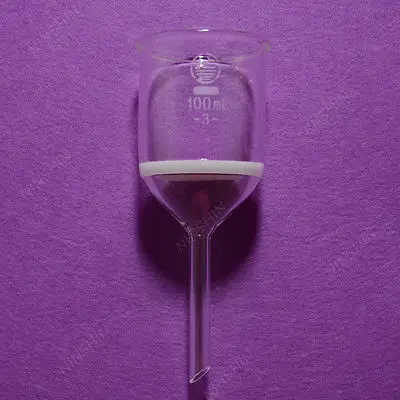 Laboratórium 100 ml, sklenený Buchnerový lievik, g30 filtračný lievik, pórovitosť 3, sklo chémie laboratória