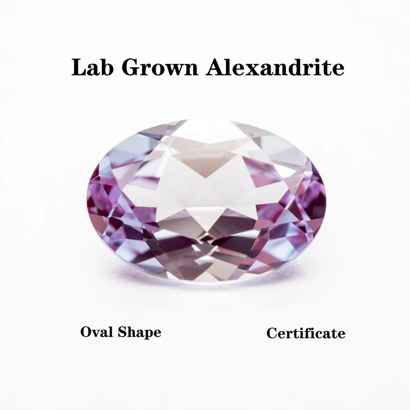 Laboratórium pestované Alexandrite oválny tvar zmena farebný kameň