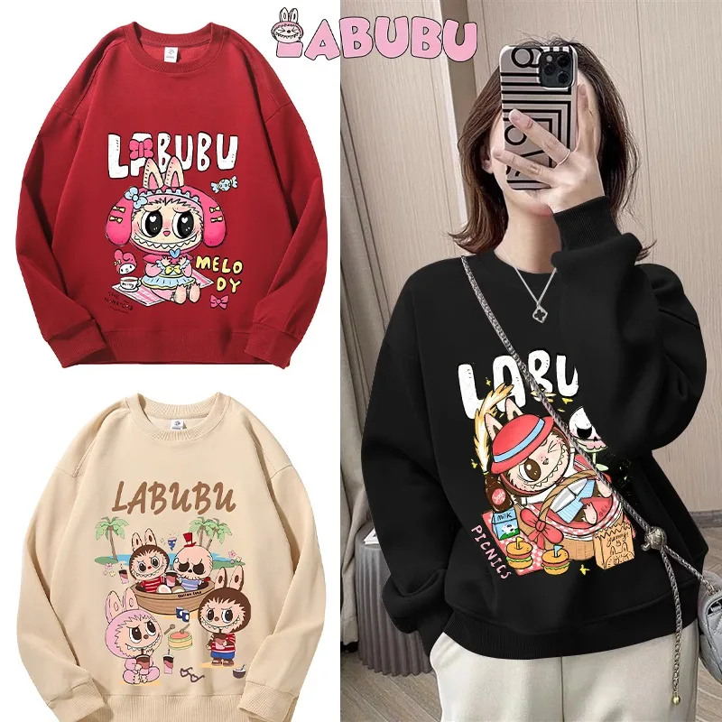 Labubu dospelých miláčikov mikiny bavlnené mikiny anime grafická tlač Teplá móda Pohodlná mikina narodeninová oslava darčeky
