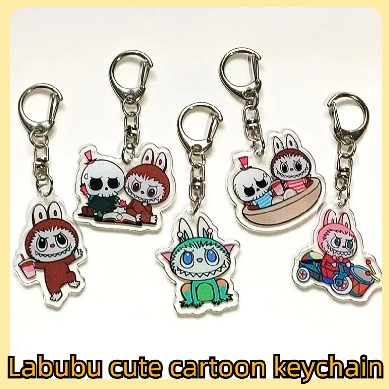 Labubu Monster Doll Acryl Hračka roztomilá tvarová taška na bábiku prívesok karikatúra Keychain Ornament Series Birthday Darček