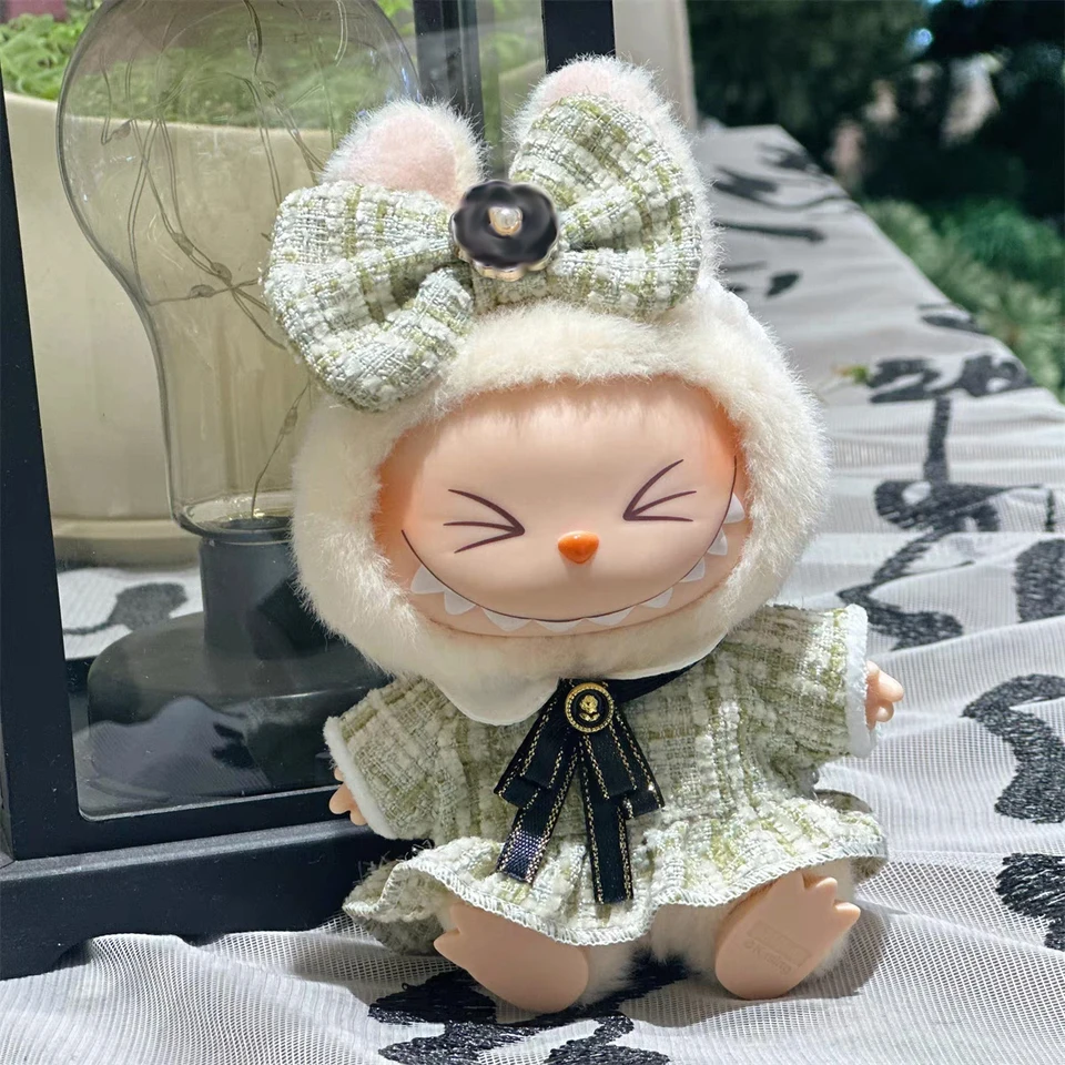 Labubu Outfit Accessories pre 17cm LaBubu V2 V1 Plush Idol Doll's Chambray Chambray Cape šaty zlaté ružové oblečenie labubbu
