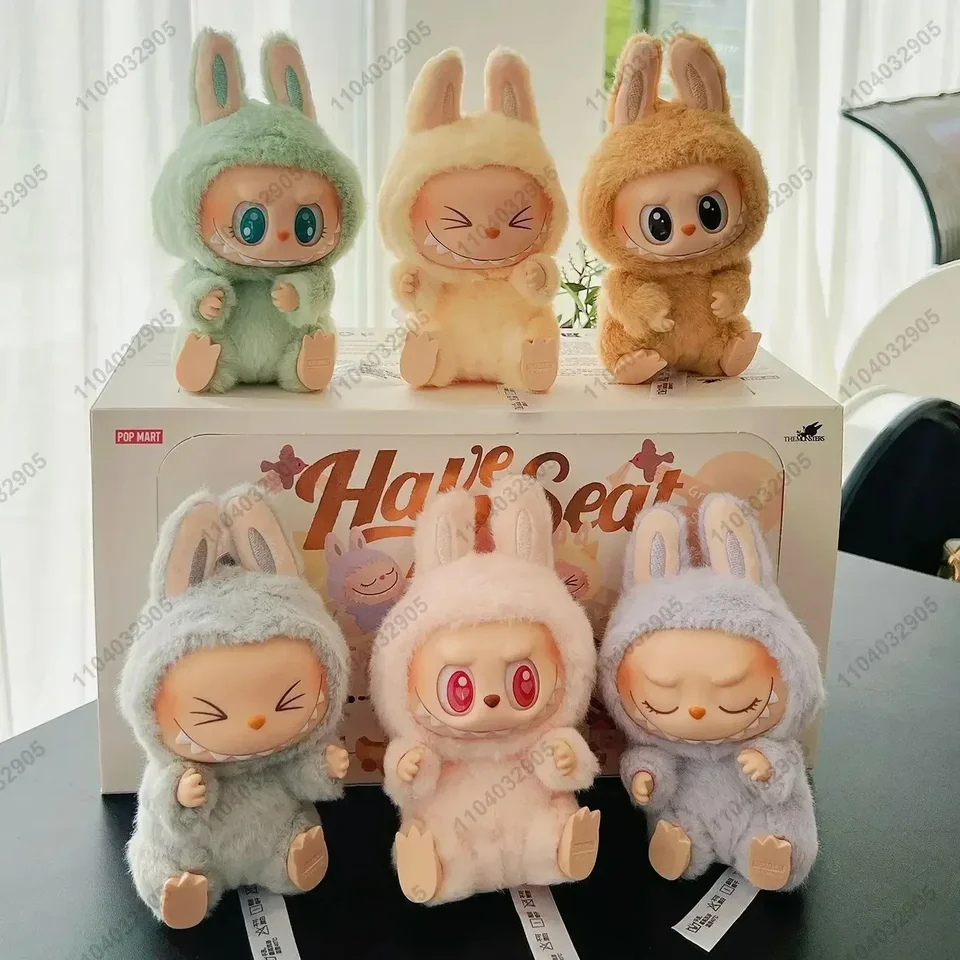 LaBubu The Monster Original Replica 1: 1 Mať sedadlá Series Box Toy Hray Kawaii Action Figure Vinyl Plush Doll Bath Charm Bag Pendant