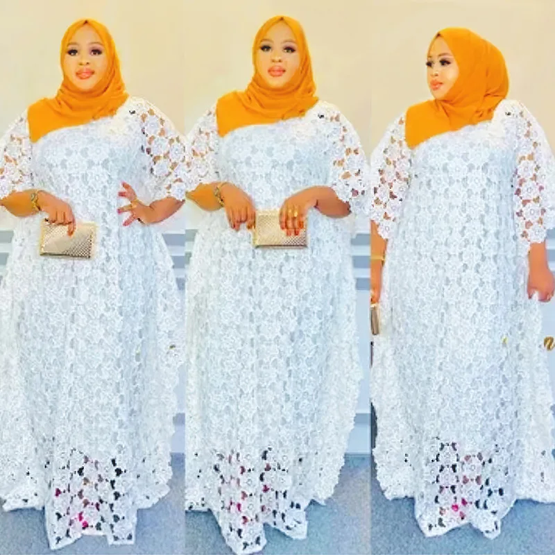 Lace Hollow Africa šaty Africké šaty pre 2023 Nové ženy Africké oblečenie Dashiki Taditional Boubou Arabský robe femme marocký