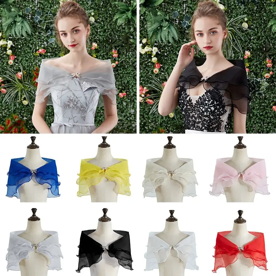 Lace s krátkym rukávom pokrčené ramenami svadobná svadba Elegantné mysové letné letné príležitostné šatky Bankety šaty plášť