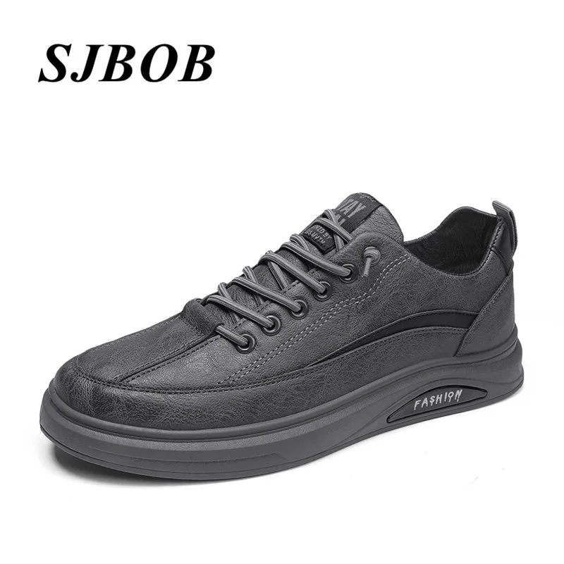Lacné šedé pánske topánky Skateboard Veľkosť 39-44 Kožené korčule topánky Comfort proti sklzu Ploché tenisky Muž Zapatillas de Deporte