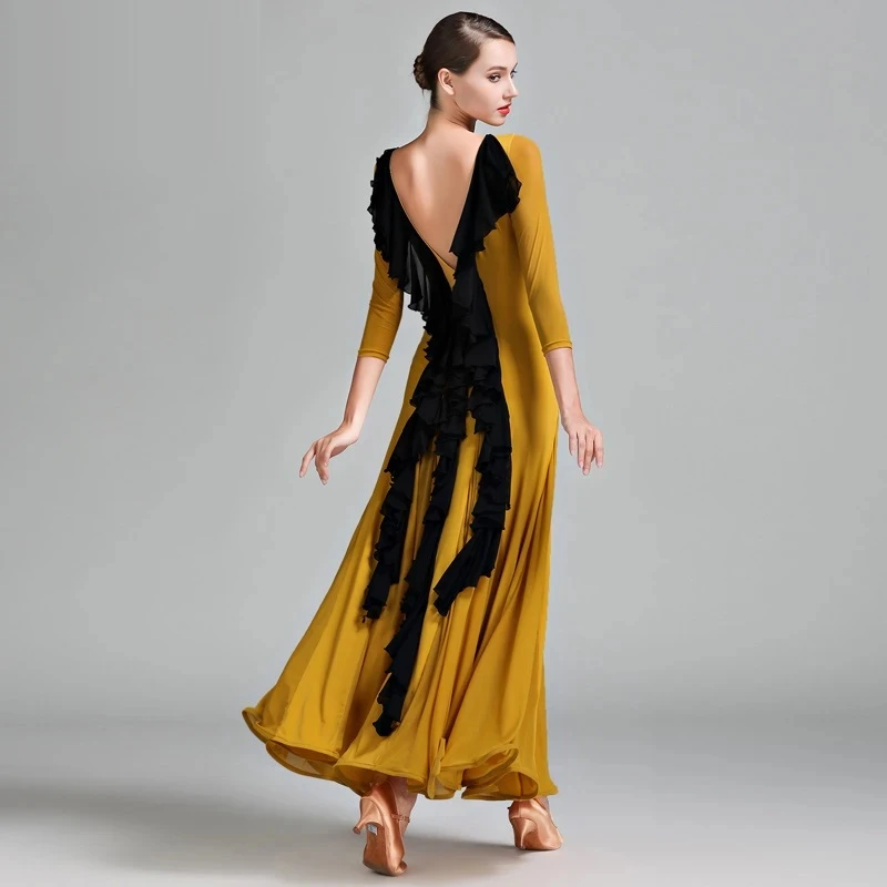 Lady Ballroom Dancing Šaty Half Ruckve Waltz Dancing Suit Tango Dancing Wear Národné štandardné tanečné šaty plus veľkosť