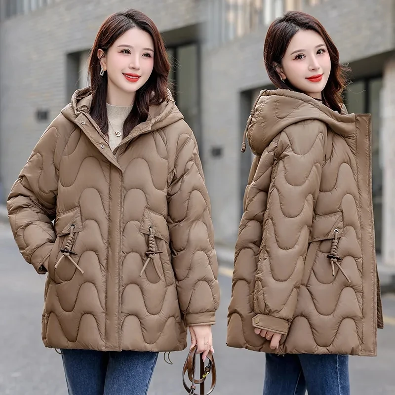 Lady Cotton Polded bunda 2024 teplý čínsky štýl Elegantný dámsky zimný parka zahusťovací temperament dám