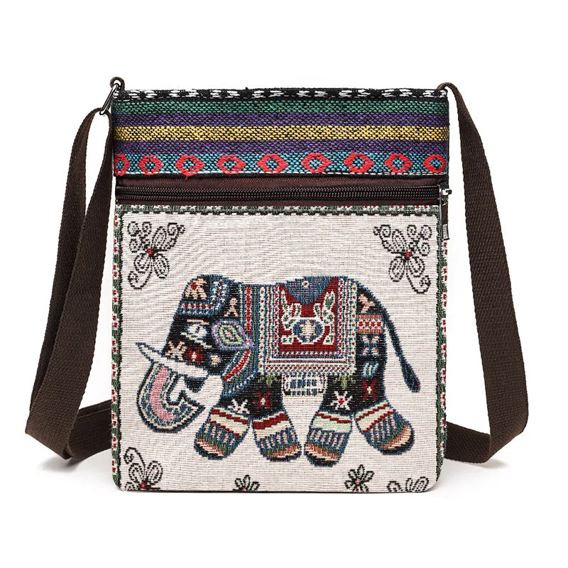 Lady Crossbody Ramer Bag Telefet kabelka puzdro Etnický štýl vyšívaný posol tašku retro malé plátno tašku Bolsa