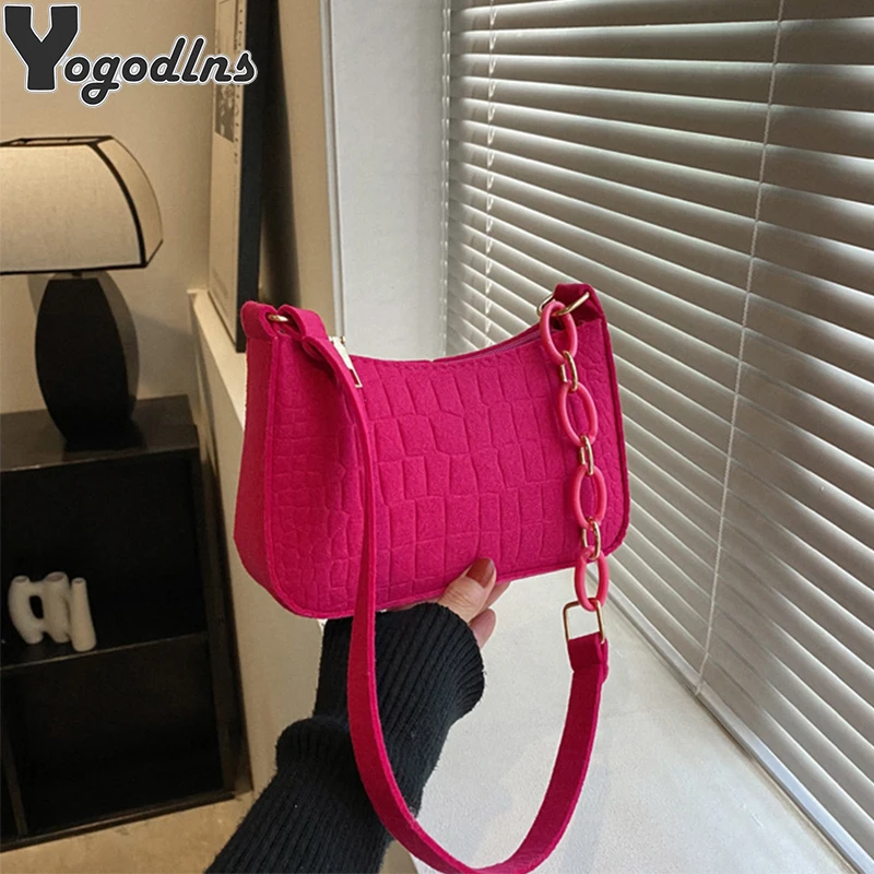 Lady Felt podpazušia dizajn luxusné tote Vydané módne dámy kabelky pod Crescent Small Square Bag