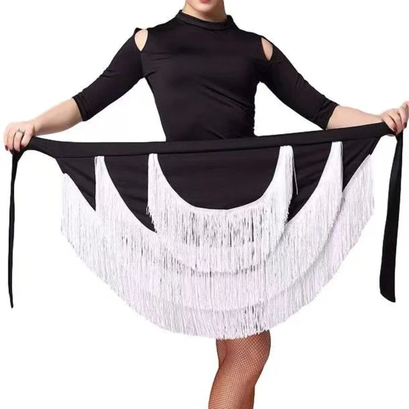 Lady Fringed latinská tanečná sukňa Sexy frenum sukňa Dospelá latinské tanečné šaty kostým dámska čierna prax sukňa 3 farby K dispozícii