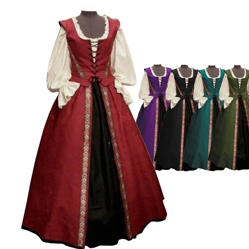 Lady Stredoveká princezná šaty Renesance viktoriánske vinobranie kostýmy šnurovanie šnurované cosplay halloween karneval party fancy šaty