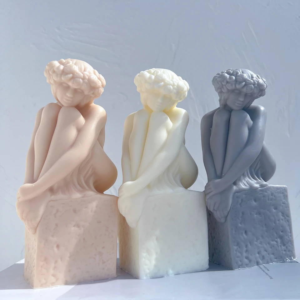 Lady Wax Mold Home Decor Panna Christel Marott Zodiac Figurín Sviečka silikónová pleseň Žena nahá Zodiac Sviečková forma