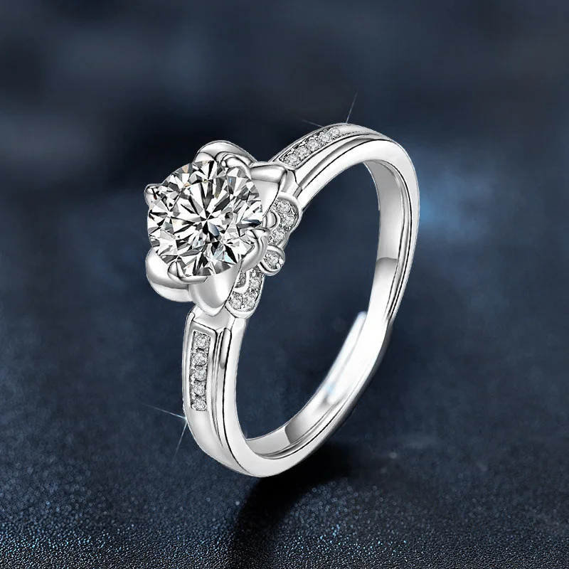 Lady Wedding 1 Carat Moissanite Iris Ring, Pt950 White Gold VVS1 D farebná diamantová ženská angažovanosť