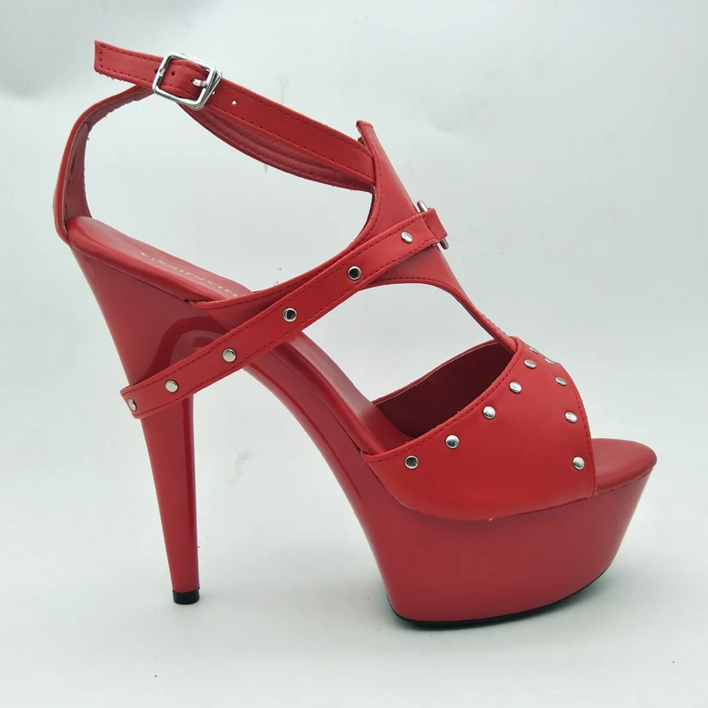 Laijianjinxia nová PU sexy exotické tanečné topánky letné ženy sandále 15 cm vysoké podpätky spony.