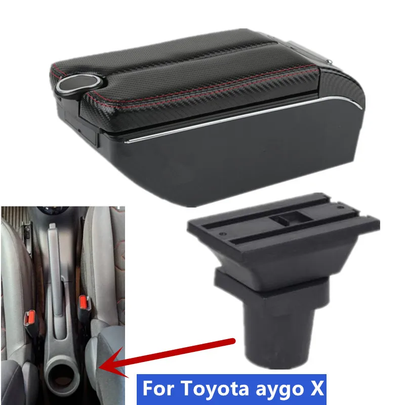lakťová opierka na uhlíkové vlákno pre toyota Aygo x lakťová skrinka Central Storage Box Dodržiavanie s príslušenstvom pre držiak automobilov USB
