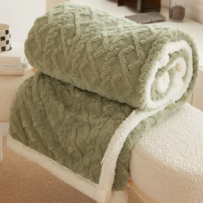 Lamb fleece zámok teplá prikrývka zima hrubá kancelária spánok klimatizácia klimatizácia s plyšovými prikrývkami Tafu Velvet Couch Covers