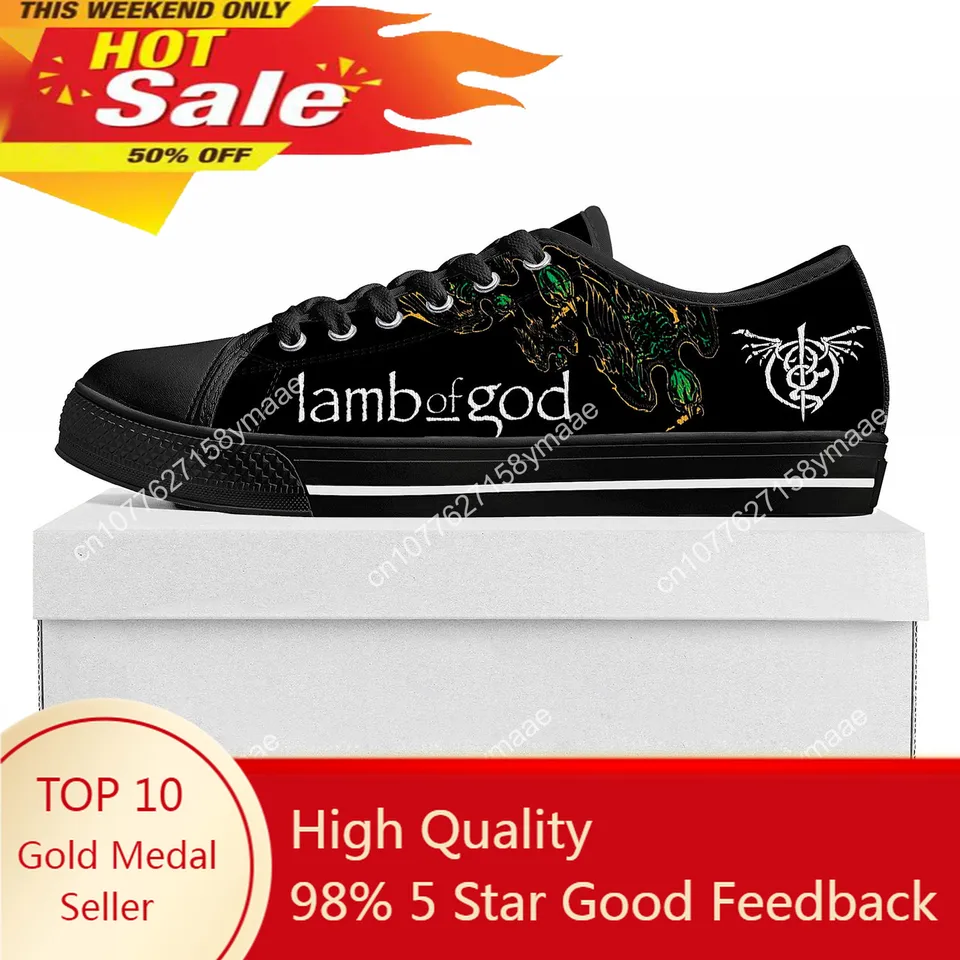 Lamb of God Rock Band Low Top tenisky dámske pánske teenager vysokokvalitné tenisky plátno Castlow Coon Shoes Prispôsobiť topánku
