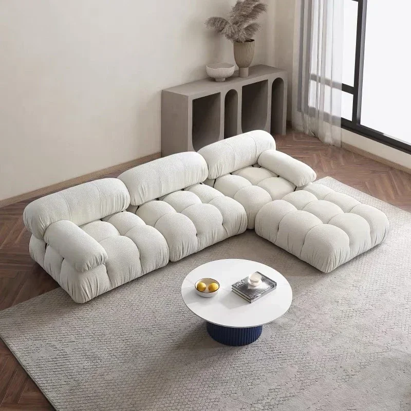 Lambswool Minimalistická biela pohovka Modulárna podlahová modul modul obývacia izba Pohovka rovné pohodlie Divani Soggiorno Domáci nábytok