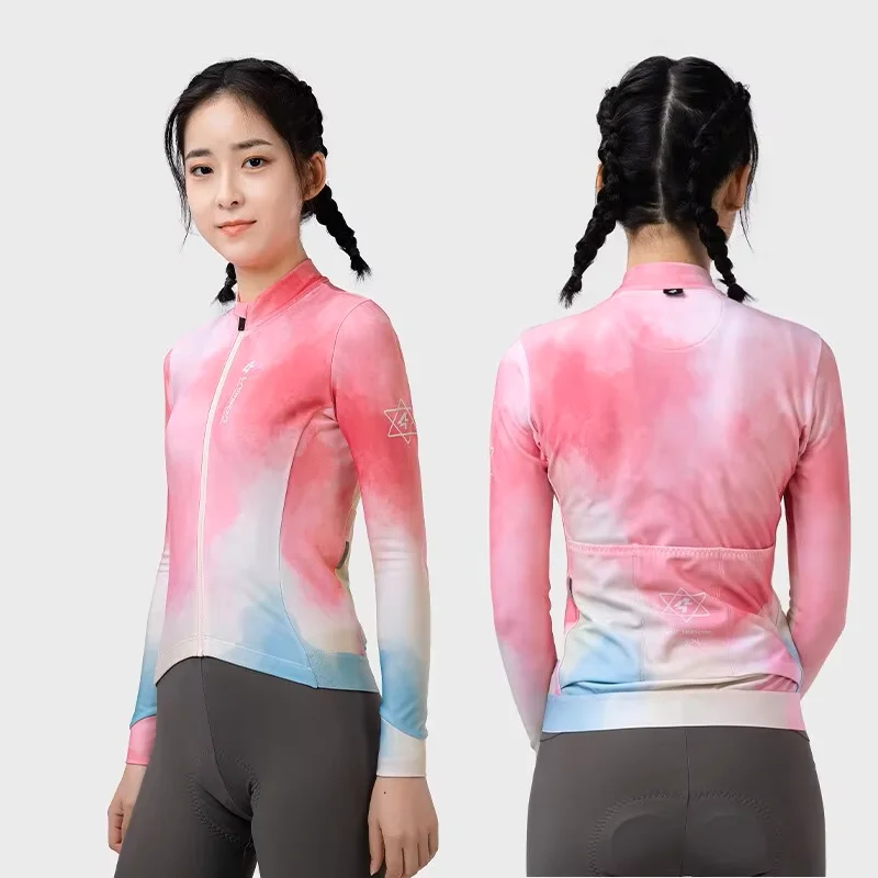 Lameda Dámsky zimný kabát, 5-15 ℃ Topy bicyklov Fashional Warm Bike Clothes ružové pohodlné cyklistické dresy