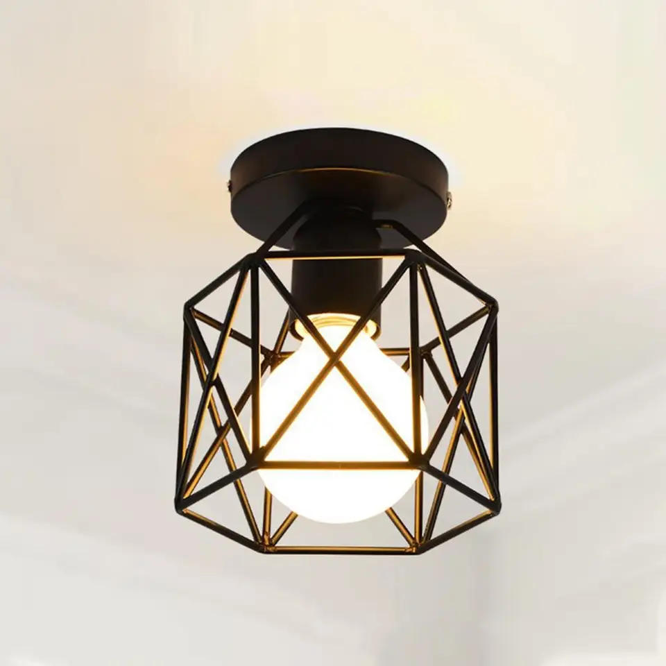 Lampa tieň kovové svetlo strážne klietky Kryt odtiene retro priemyselné geometrické svetlo tieň kovový kovový drôt ráme