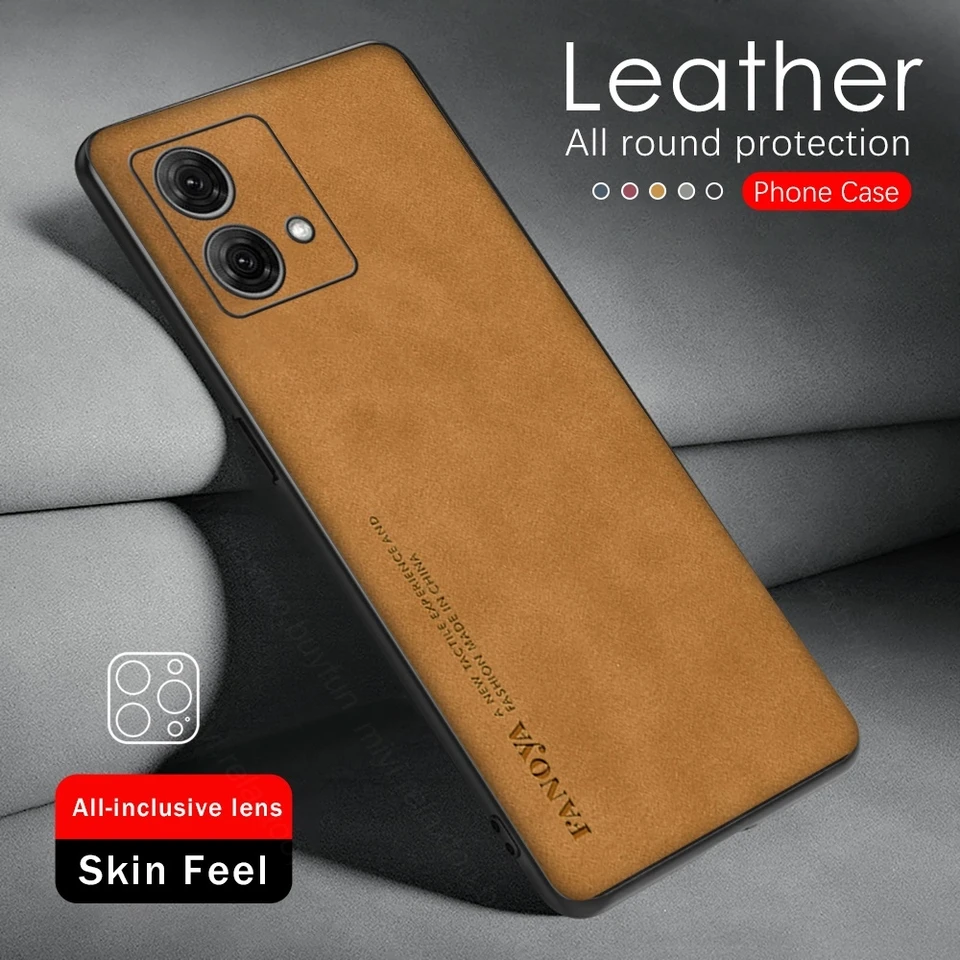 Lamsbkin Texture Leather Lens Full Protect Cover pre Motorola Moto G84 5G puzdro TPU Soft Shock nárazový nárazový nárazový coque MotoG84 G 84 84G