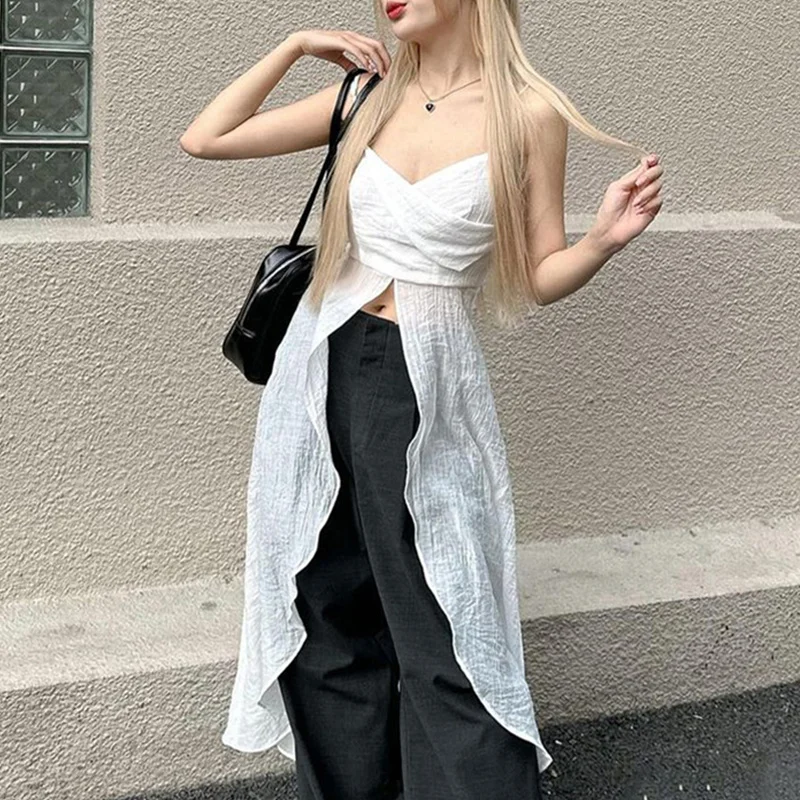 Lamuusaa Women Women Camisole Top y2k oblečenie masívne farby V krk špagety remienok remienok bez rukávov bez rukávov predné tričko Tanks club Streetwear