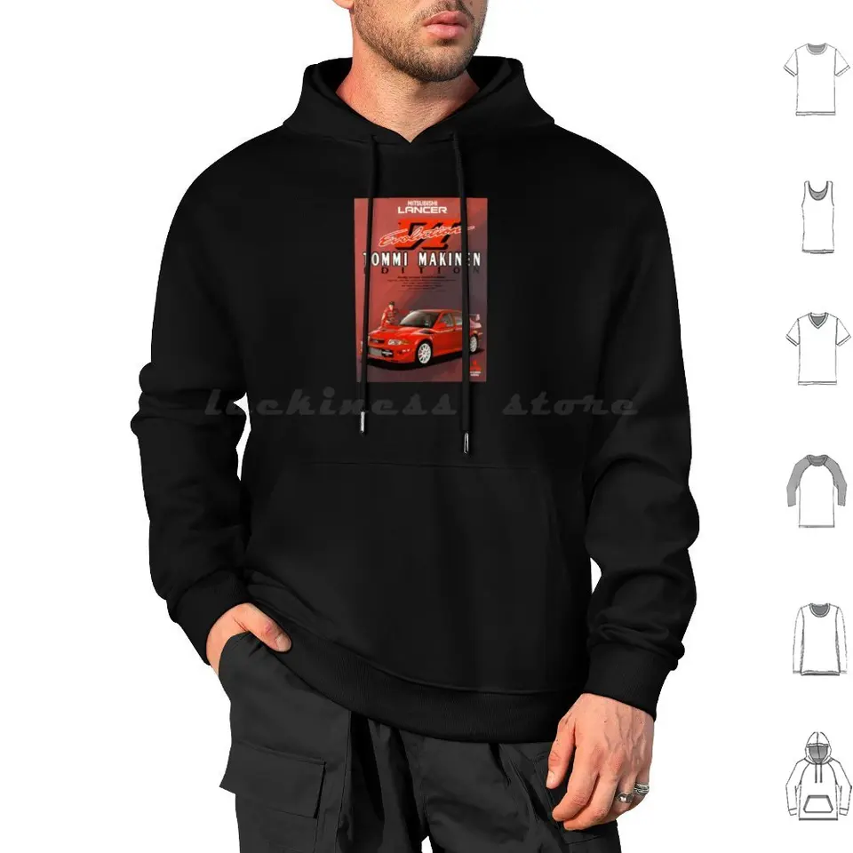 LAN EVO 6 TME 90S Plagát Hoodie Cotton Long Ruckve LAN EVO MITSUBISHI JDM RALLE CARS JDM autá LAN EVO 6 TOMMI MAKINEN R34 GTR