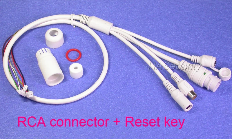 LAN kábel pre modul dosky kamery CCTV IP 1x konektory RCA (zvuk) 1x Reset