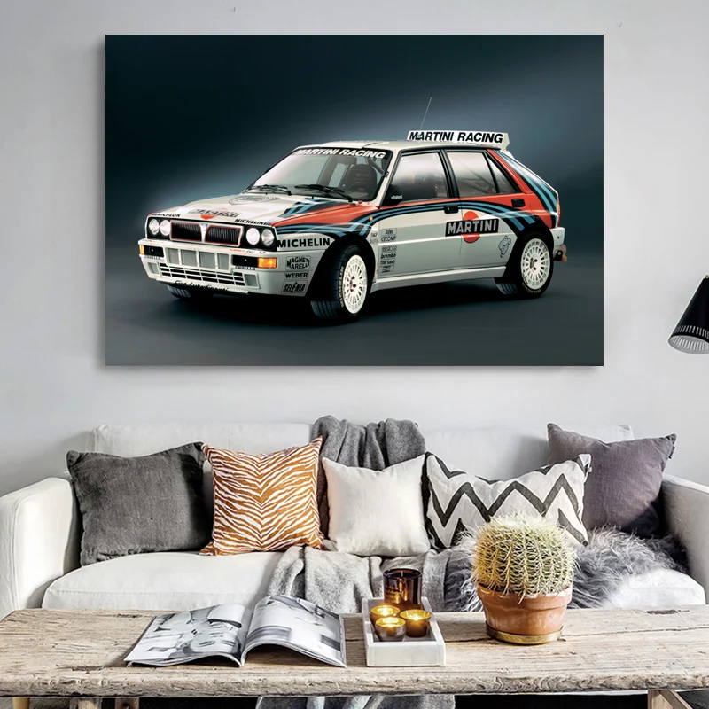 Lancia Delta Intergrale Old Car Racr Sport vozidlo Domáce dekorácie nástenné umenie plagáty plátno maľby tkanina tlačová miestnosť dekorácia