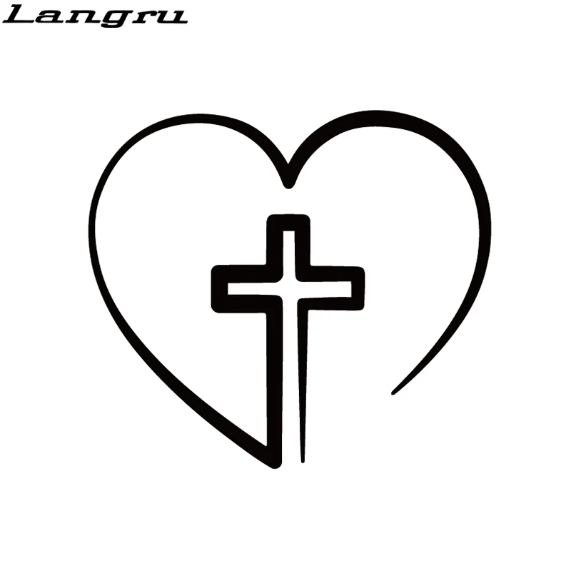 Langru Cross Heart Jesus Vinyl Car Sticker Creative Christian Decal pre motocyklové dekorácie Doplnky automobilov JDM